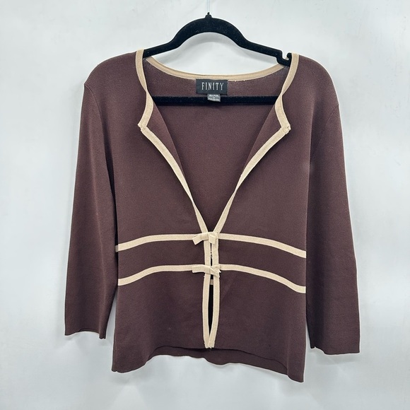 Y2K VINTAGE FINITY M brown Fall bow closure
coquette trendy woman rayon cardigan - Picture 1 of 12